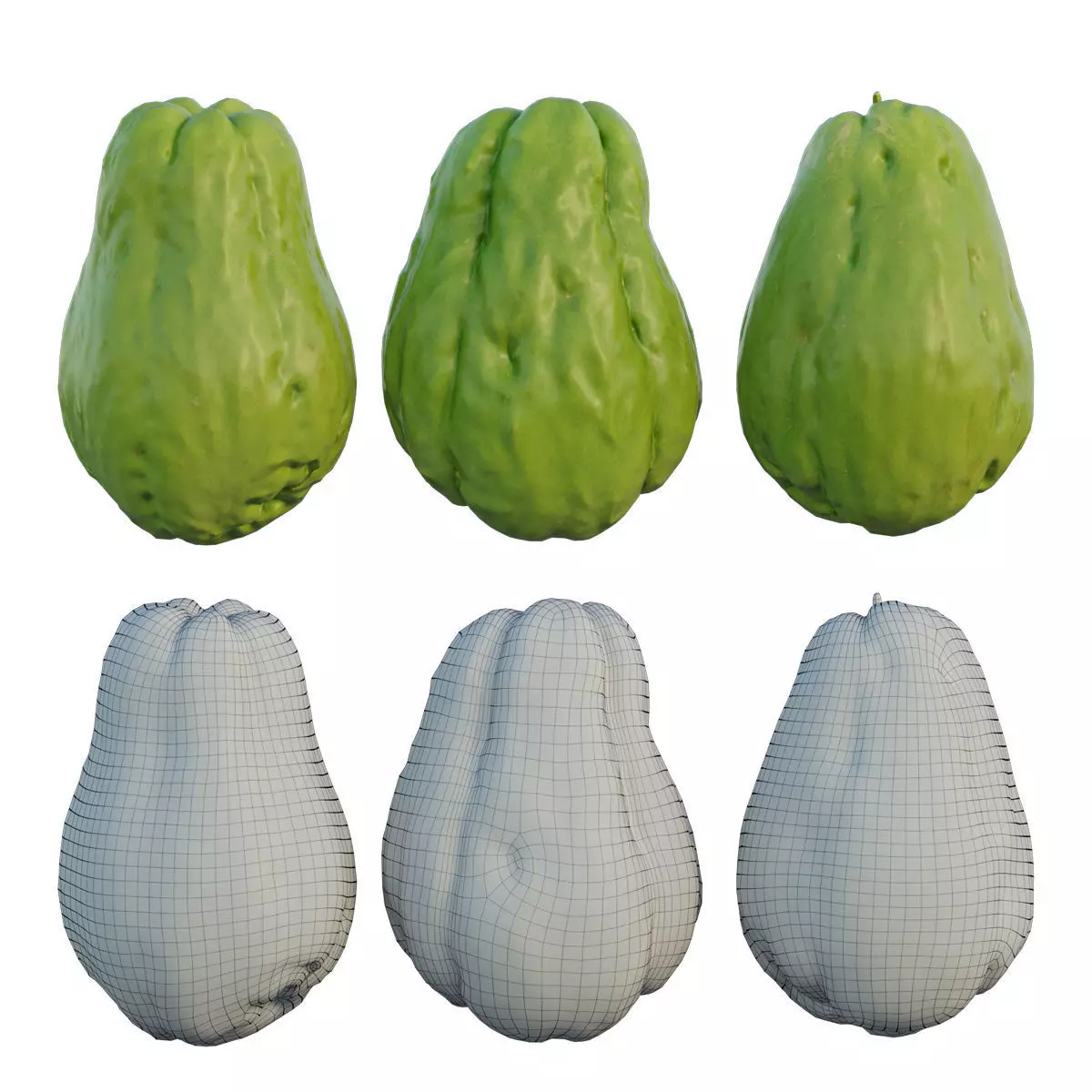 Chayote cucumber 3D model_0