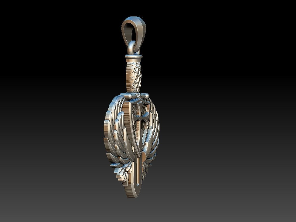 Saint Michael Shield Sword - Sao Miguel 3D print model_3