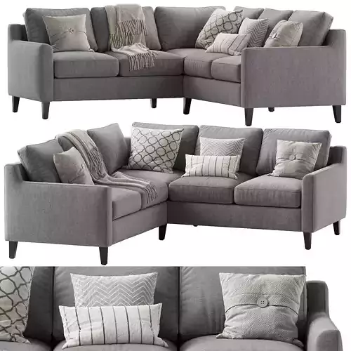 Beverly Upholstered 3 Piece L Sectional Gray