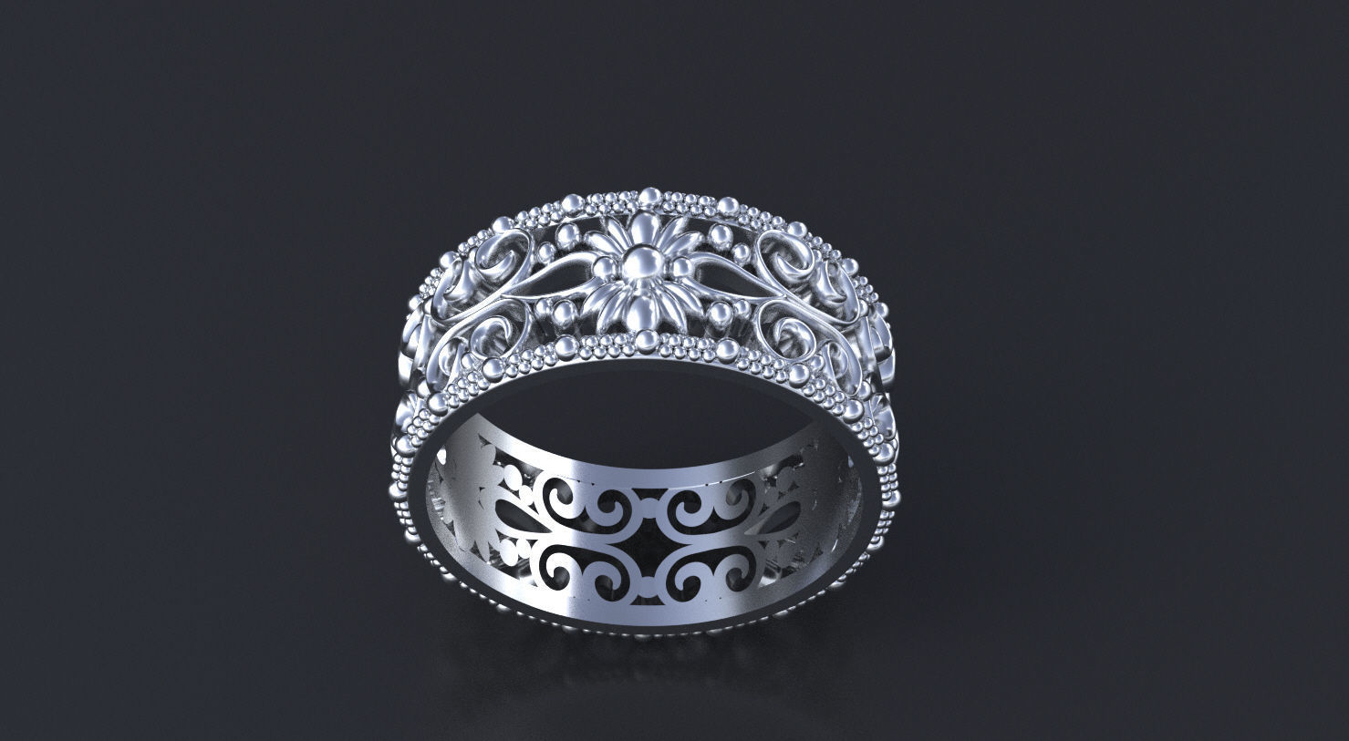 Package of Wedding Band-rings with ornament 3D print model_13