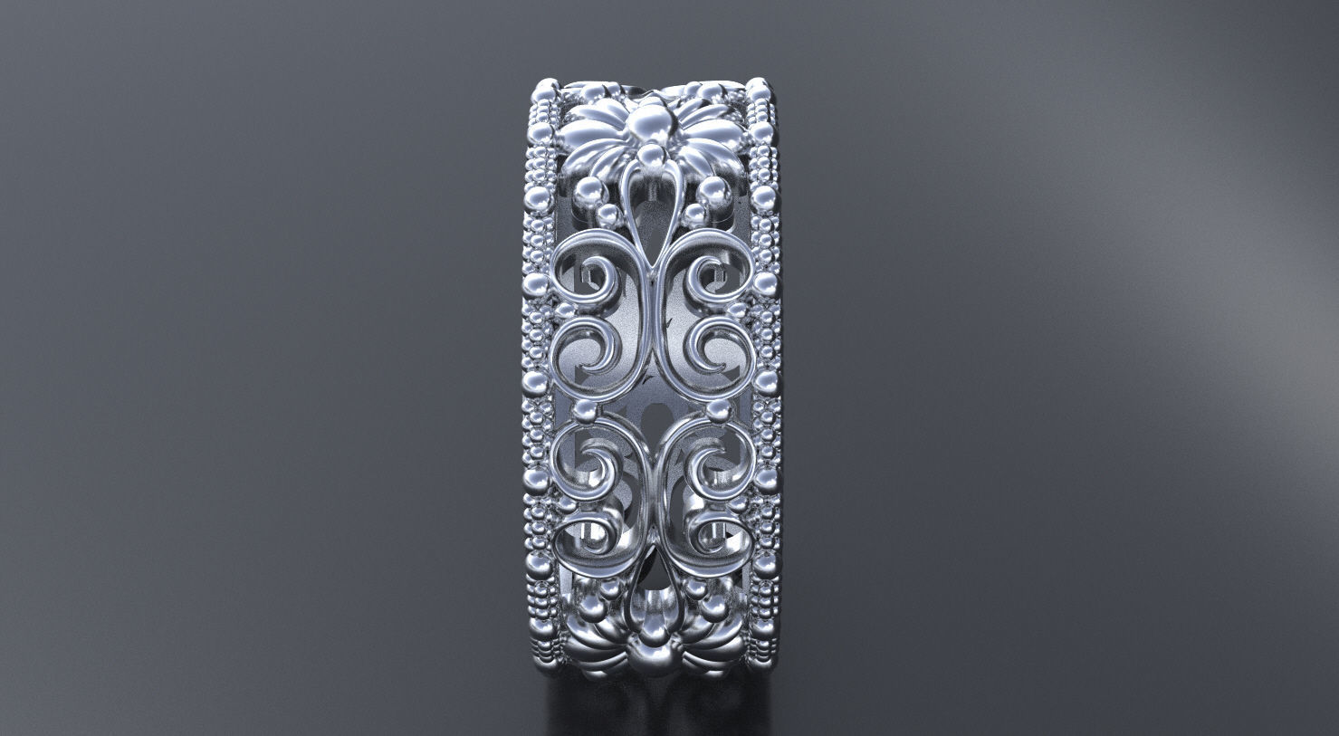 Package of Wedding Band-rings with ornament 3D print model_8