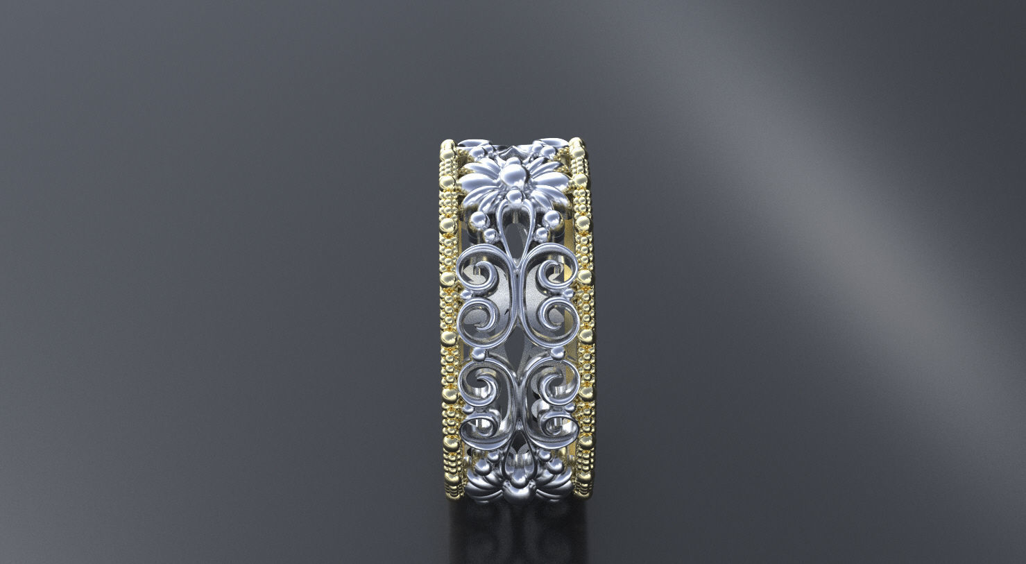 Package of Wedding Band-rings with ornament 3D print model_2