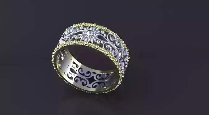 Package of Wedding Band-rings with ornament 