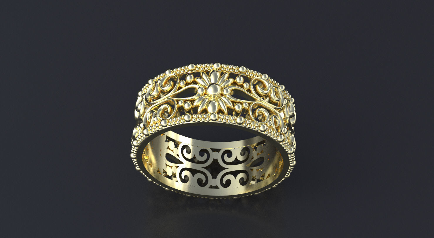 Package of Wedding Band-rings with ornament 3D print model_10