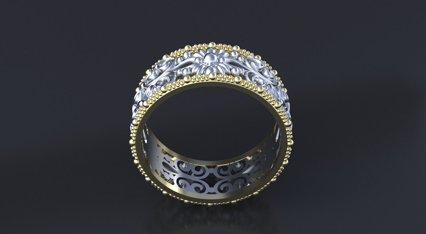 Package of Wedding Band-rings with ornament 3D print model_3