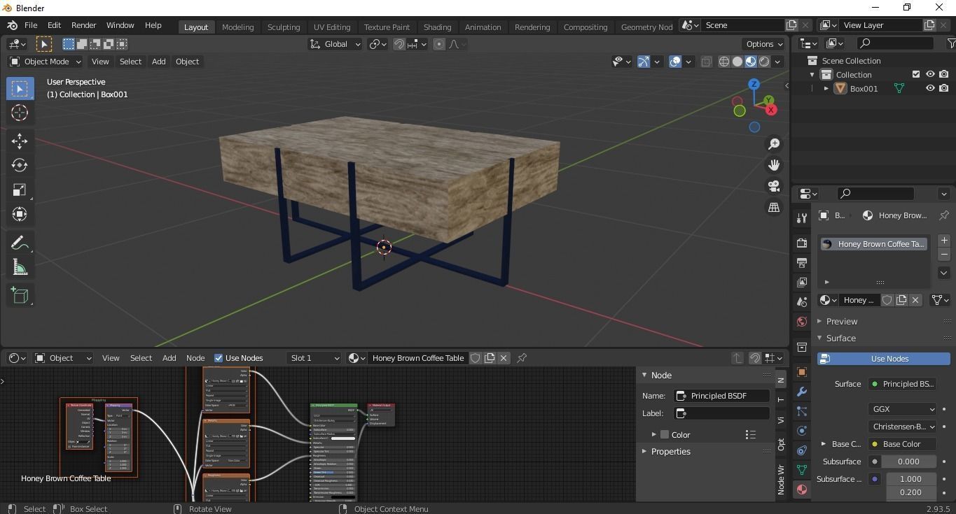 3D model Honey Brown Coffee Table Low Poly VR / AR / low-poly | CGTrader