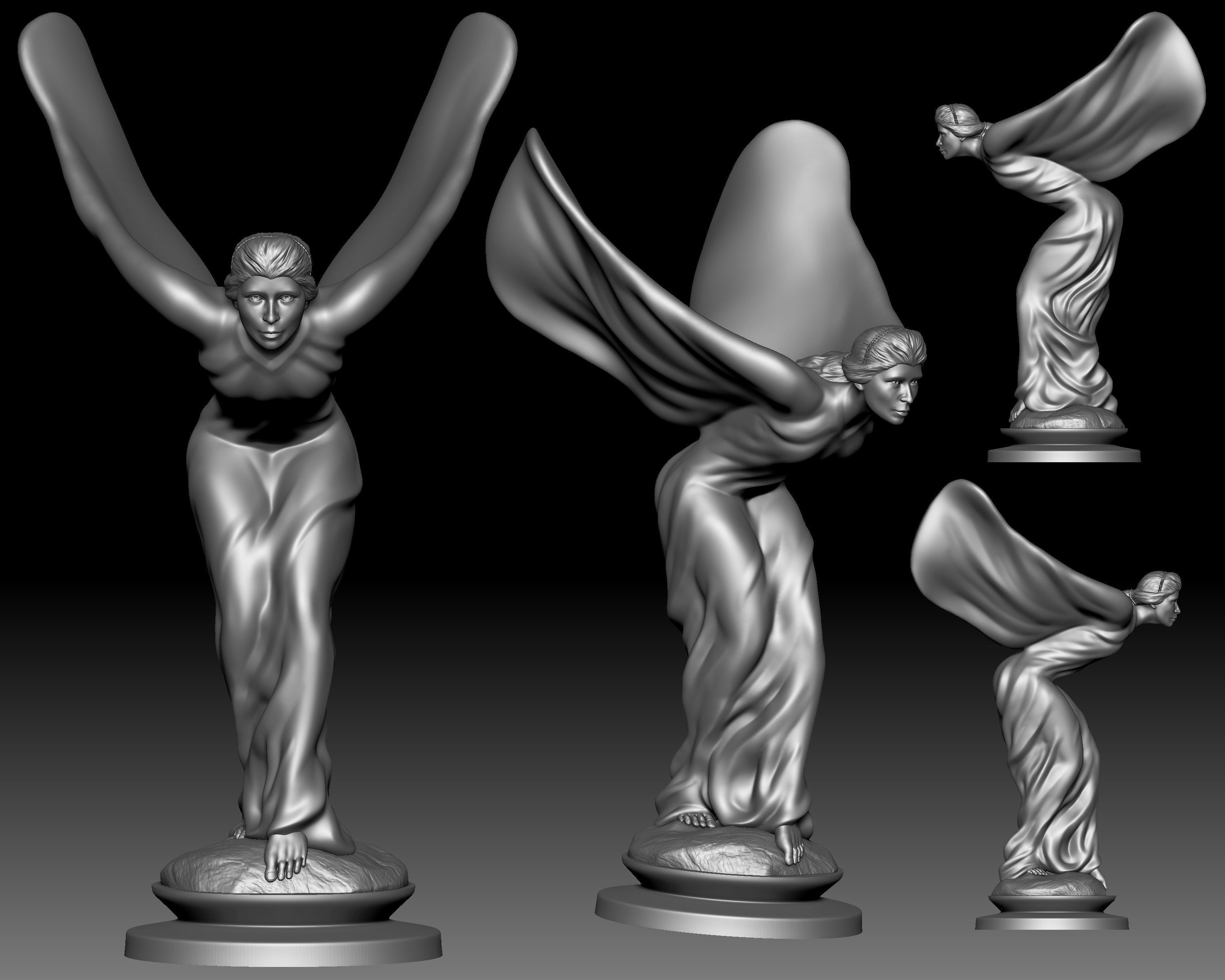 Spirit Of Ecstasy Rolls Royce Logo Mascot Statue 3D Model 3D Printable Spirit Of Ecstasy Rolls Royce Logo Mascot Statue 3D Model 3D Printable