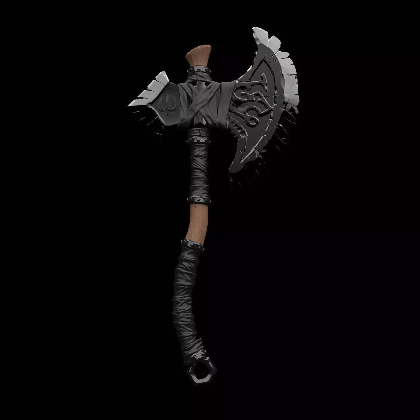 Medieval Axe 3D model_0