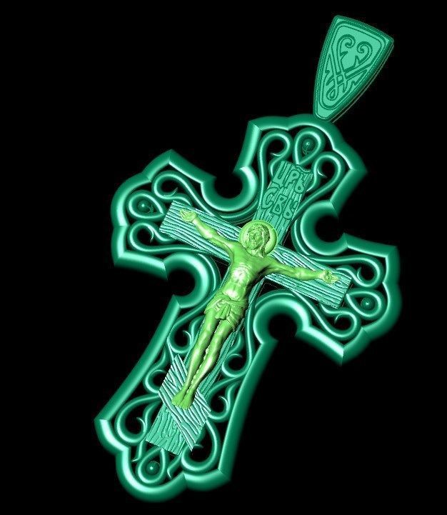 Pendant kt6 cross 3D print model_10