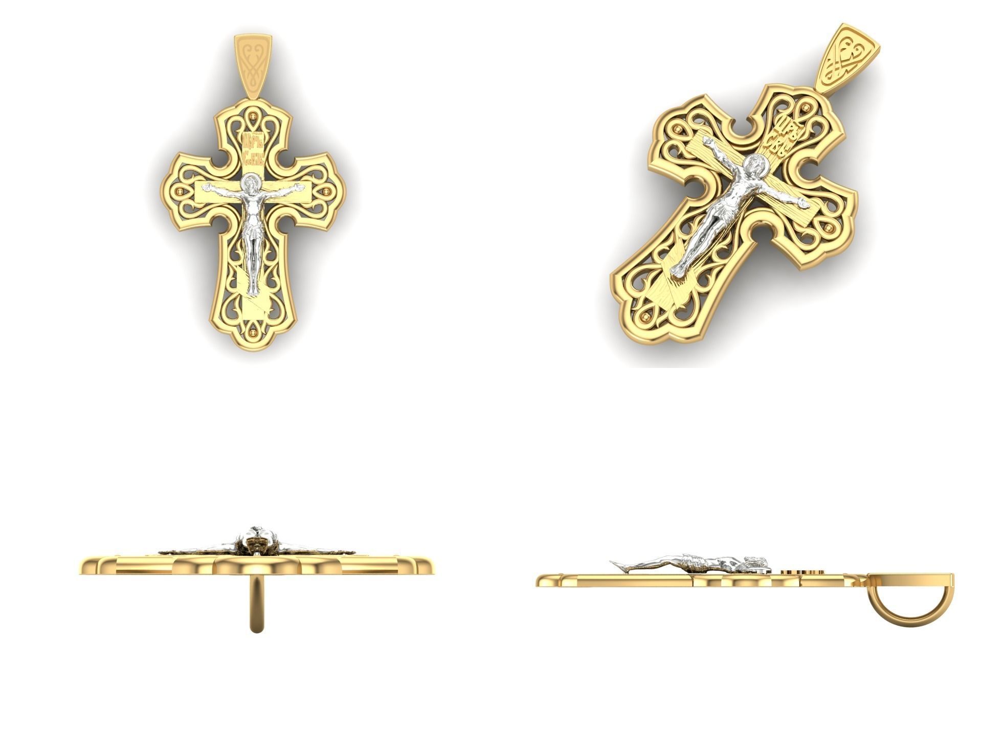Pendant kt6 cross 3D print model_3