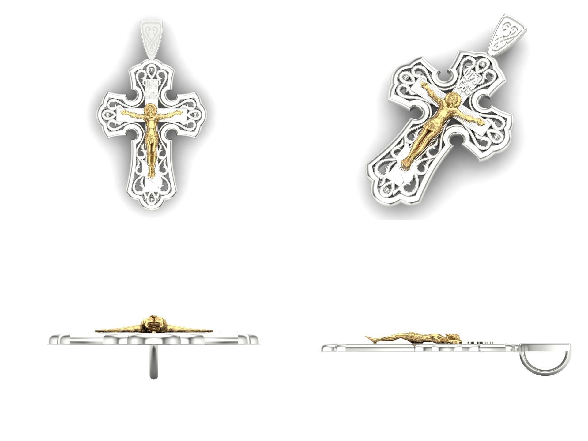 Pendant kt6 cross 3D print model_4