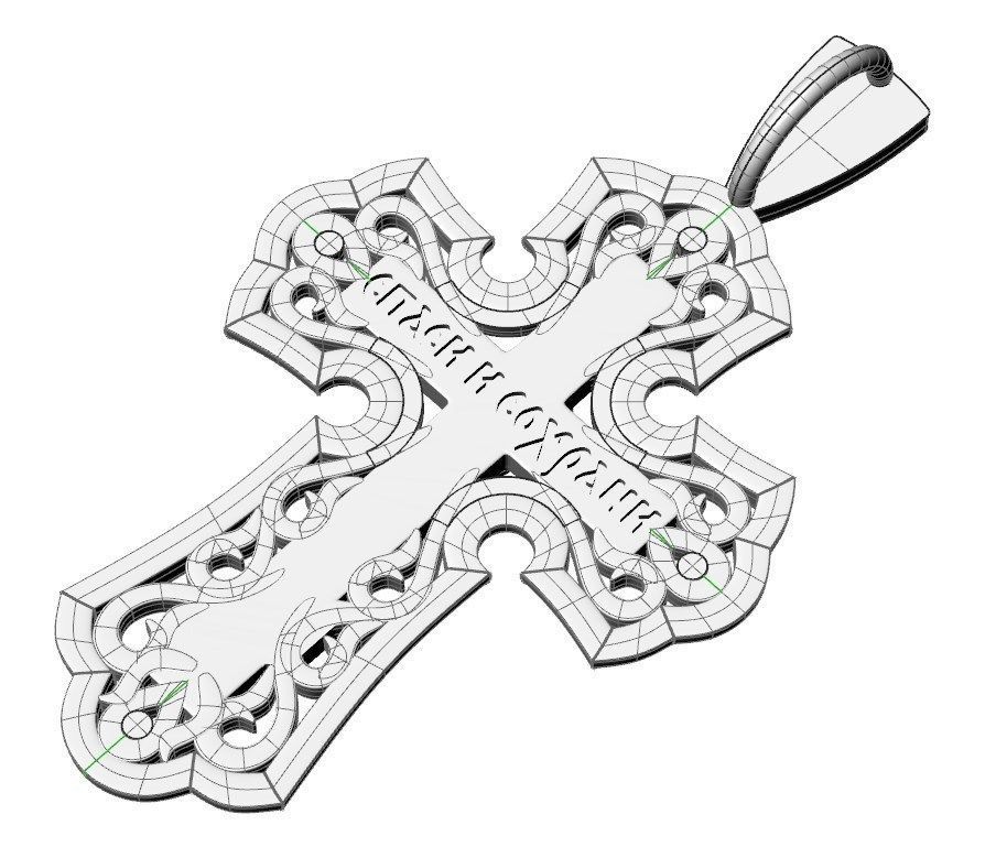 Pendant kt6 cross 3D print model_20