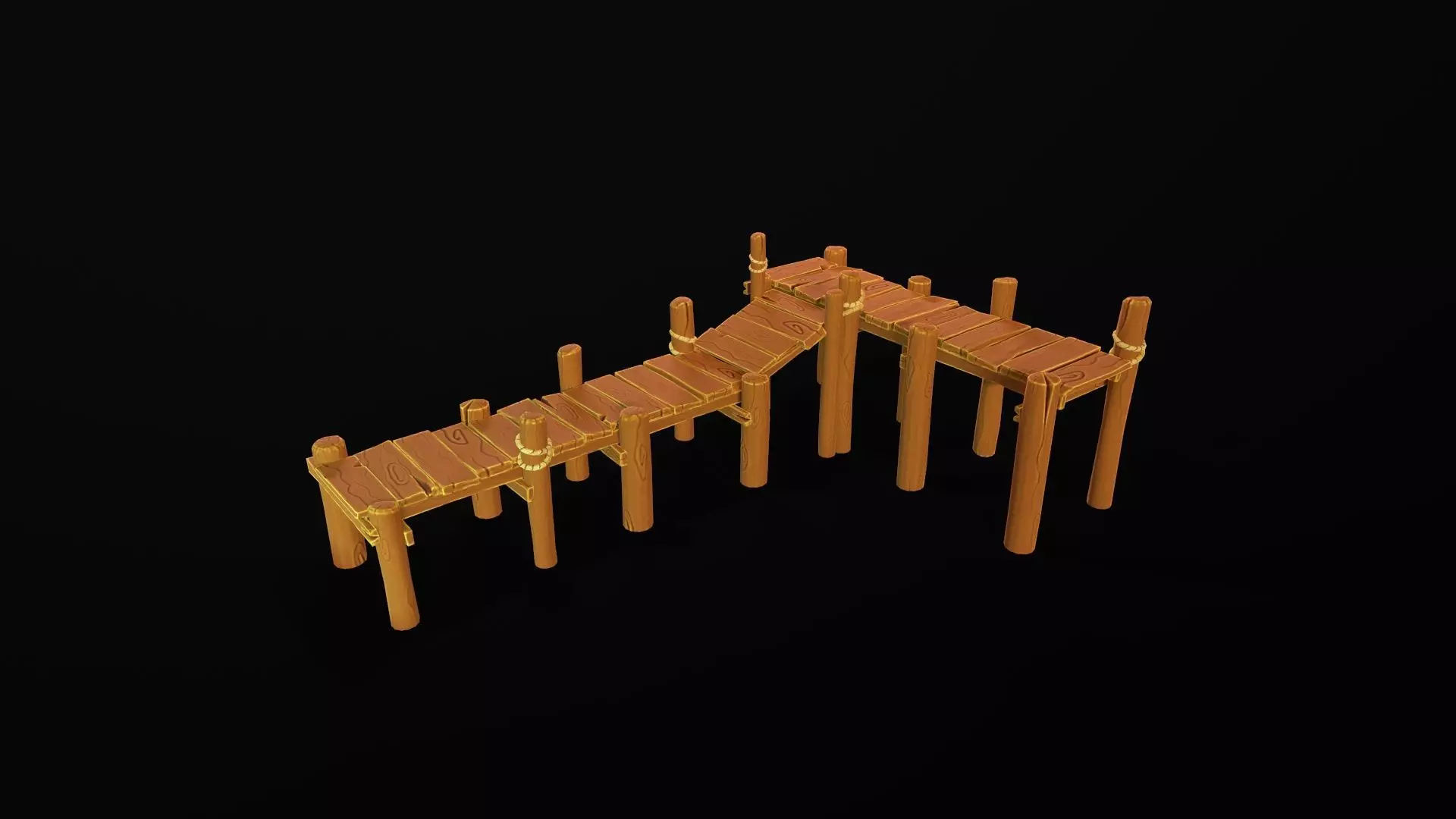 Stylized lowpoly fishing wooden pier handpainted cartoon style Low-poly 3D model