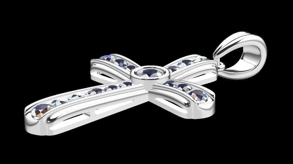 Pendant sm4 cross  3D print model_14