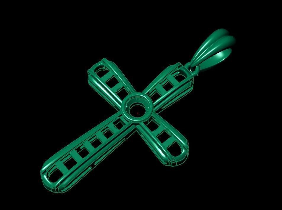 Pendant sm4 cross  3D print model_8