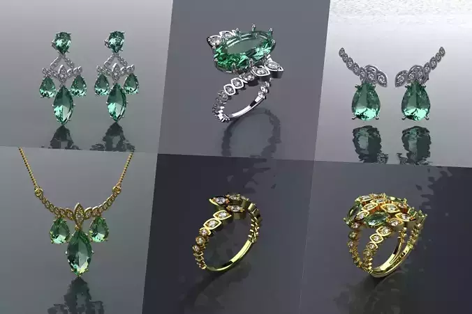 Set FLowers - Jewelry 3D - 6 Models