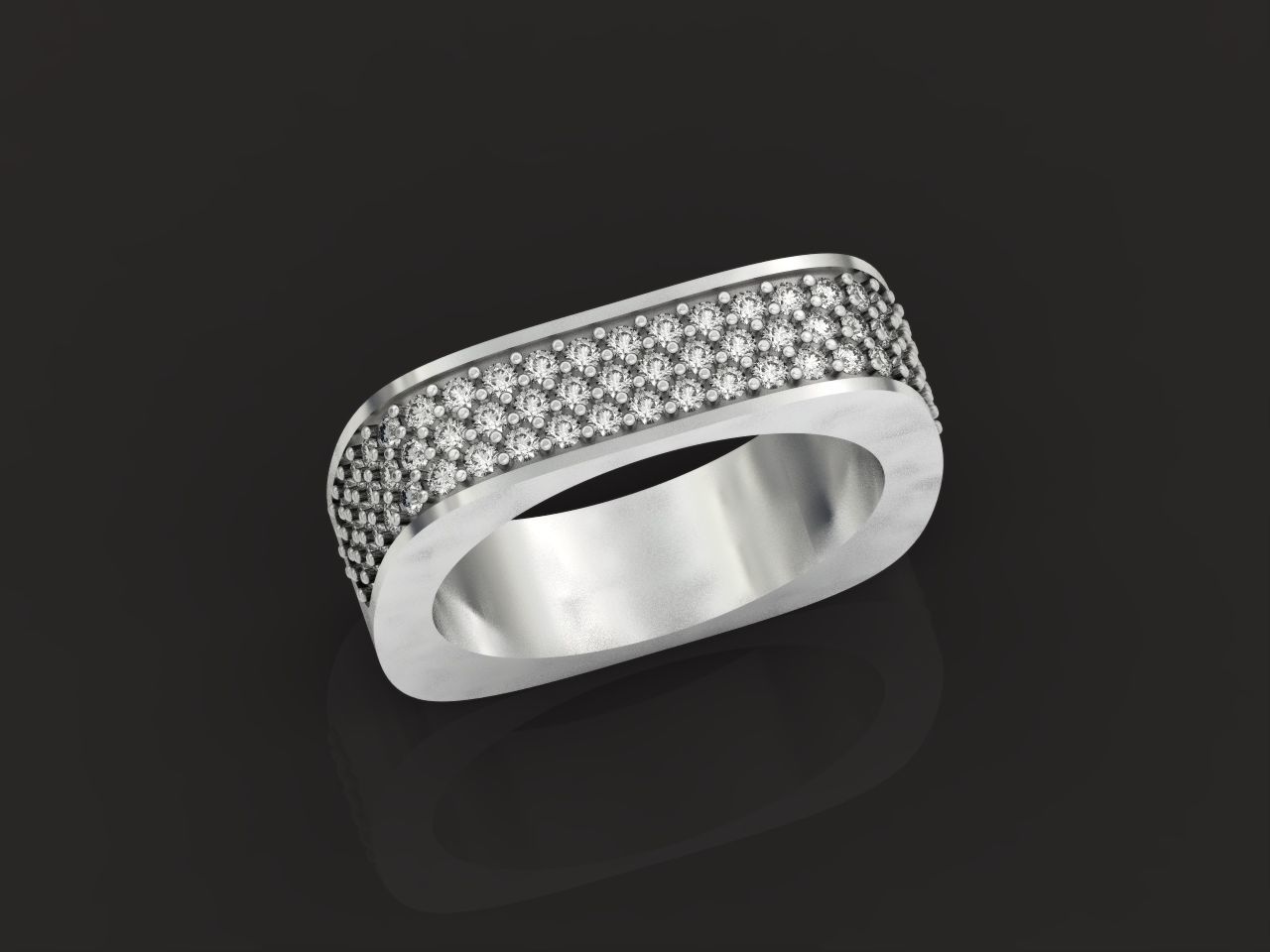 ring square swarovski with stones 3D print model_2