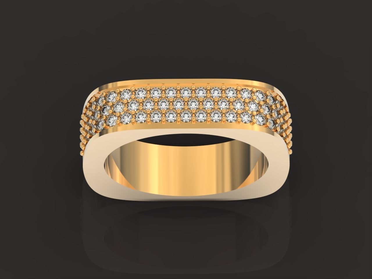 ring square swarovski with stones 3D print model_13