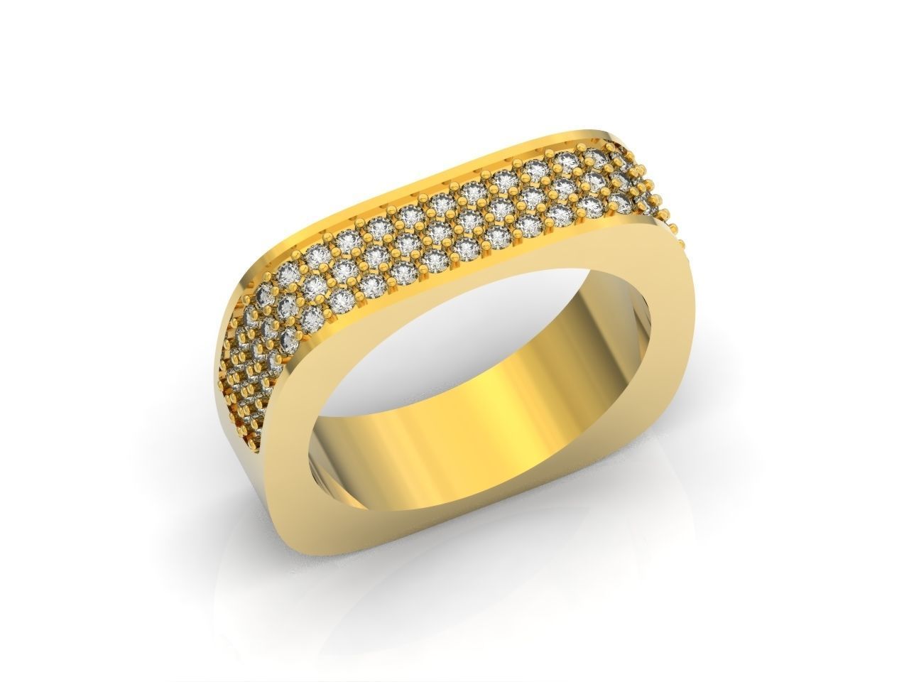ring square swarovski with stones 3D print model_22