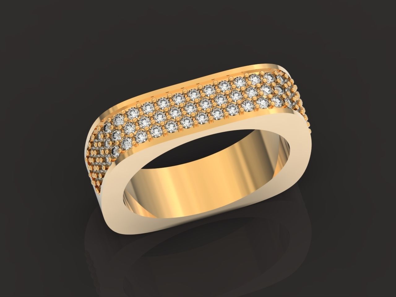 ring square swarovski with stones 3D print model_14