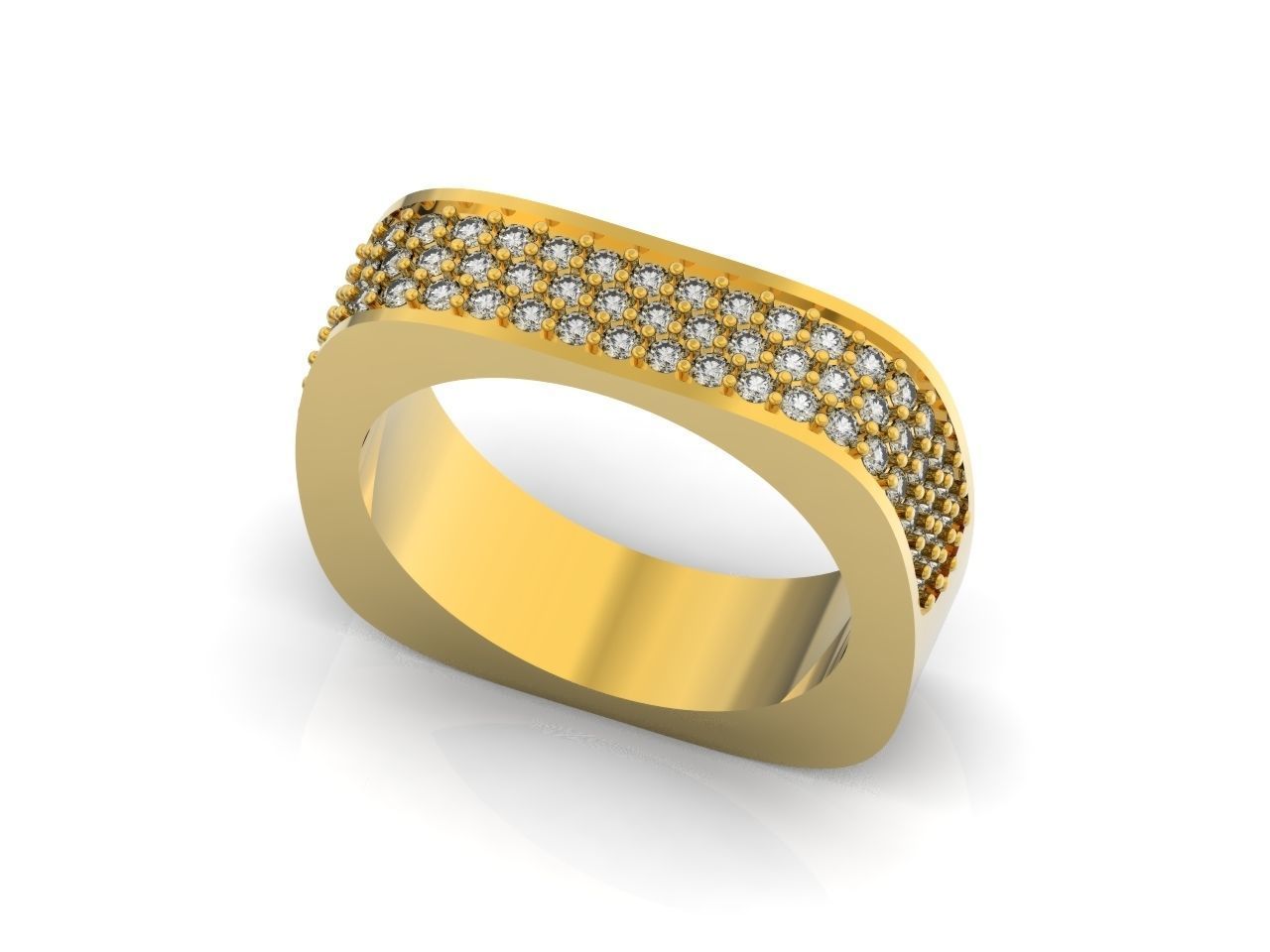 ring square swarovski with stones 3D print model_24
