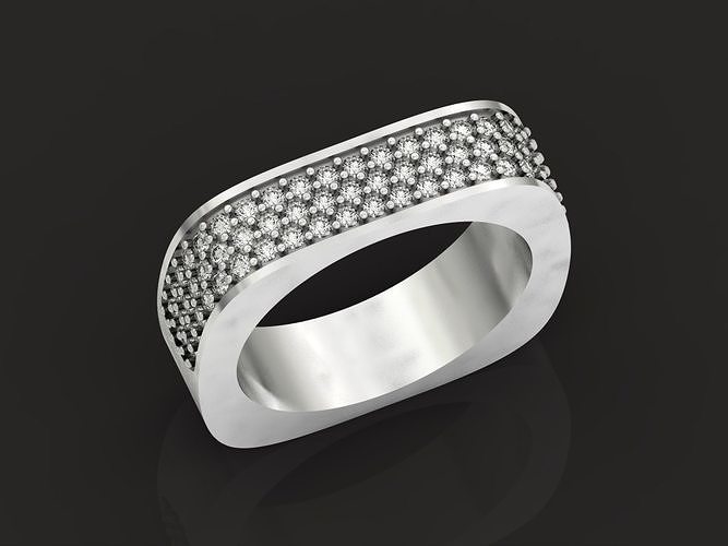 ring square swarovski with stones 3D print model