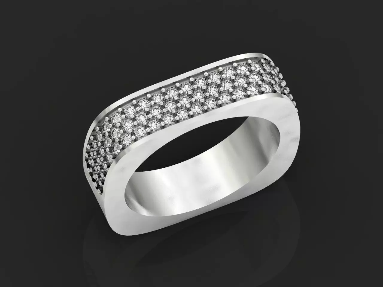 ring square swarovski with stones 3D print model_0