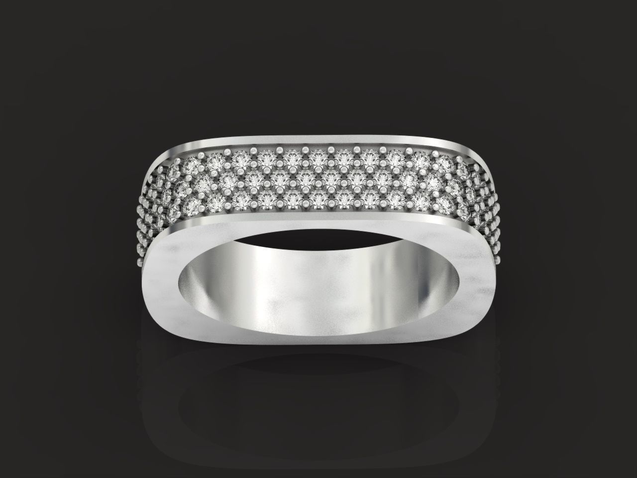 ring square swarovski with stones 3D print model_12