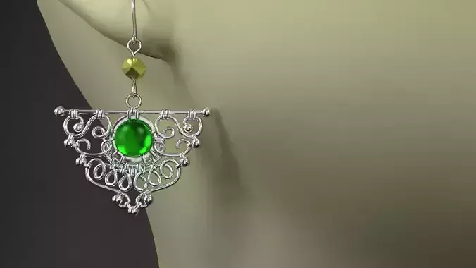 earrings pair of with emerald stone
