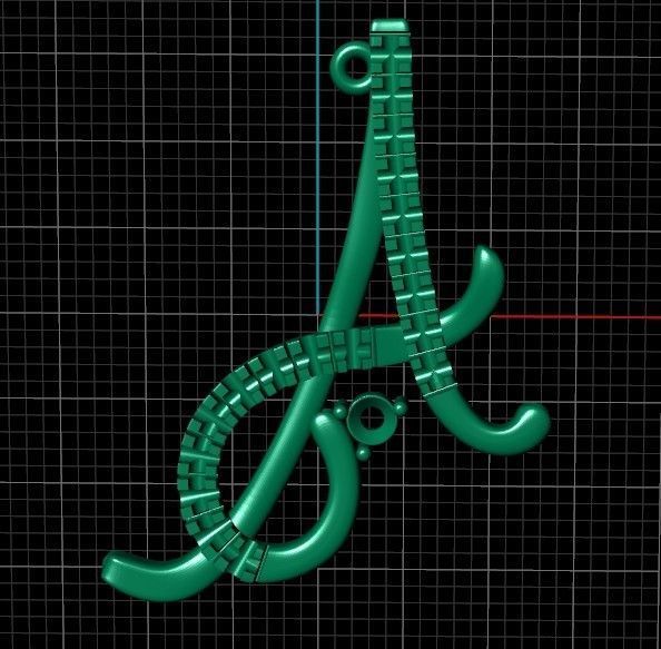 pendant letter A initial with stones 3D print model_33