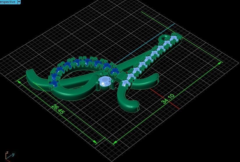 pendant letter A initial with stones 3D print model_29