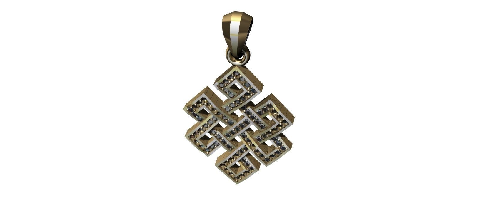 Endless Knot Pendant with brilhants - No sem Fim 3D print model_28