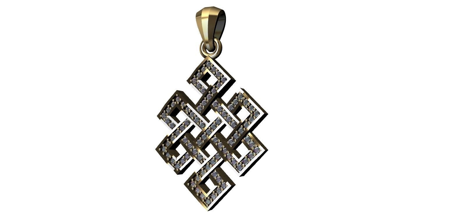 Endless Knot Pendant with brilhants - No sem Fim 3D print model_2
