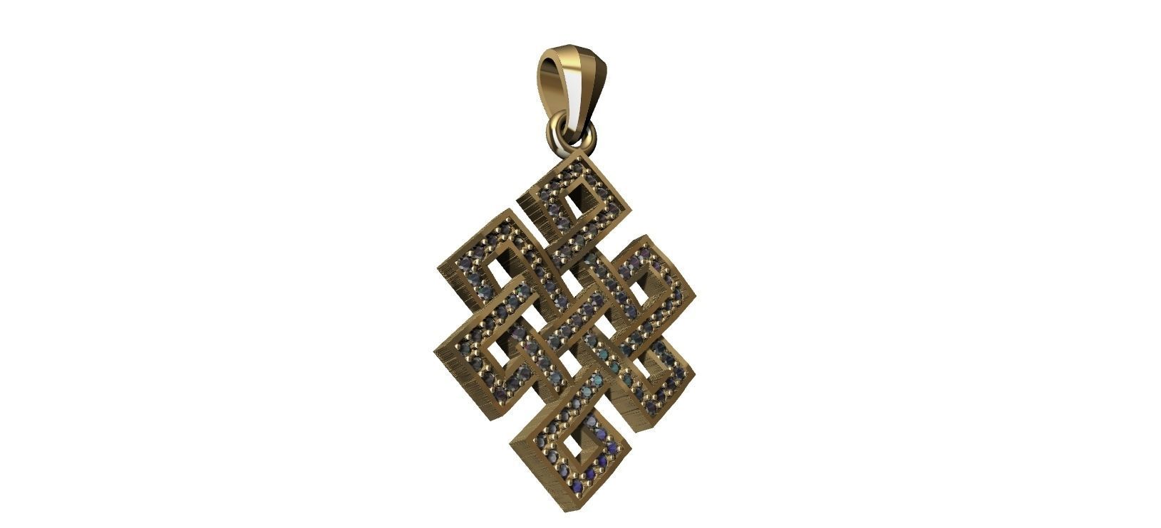Endless Knot Pendant with brilhants - No sem Fim 3D print model_22