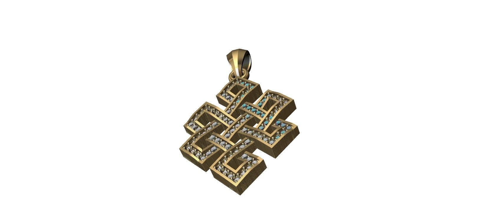 Endless Knot Pendant with brilhants - No sem Fim 3D print model_4