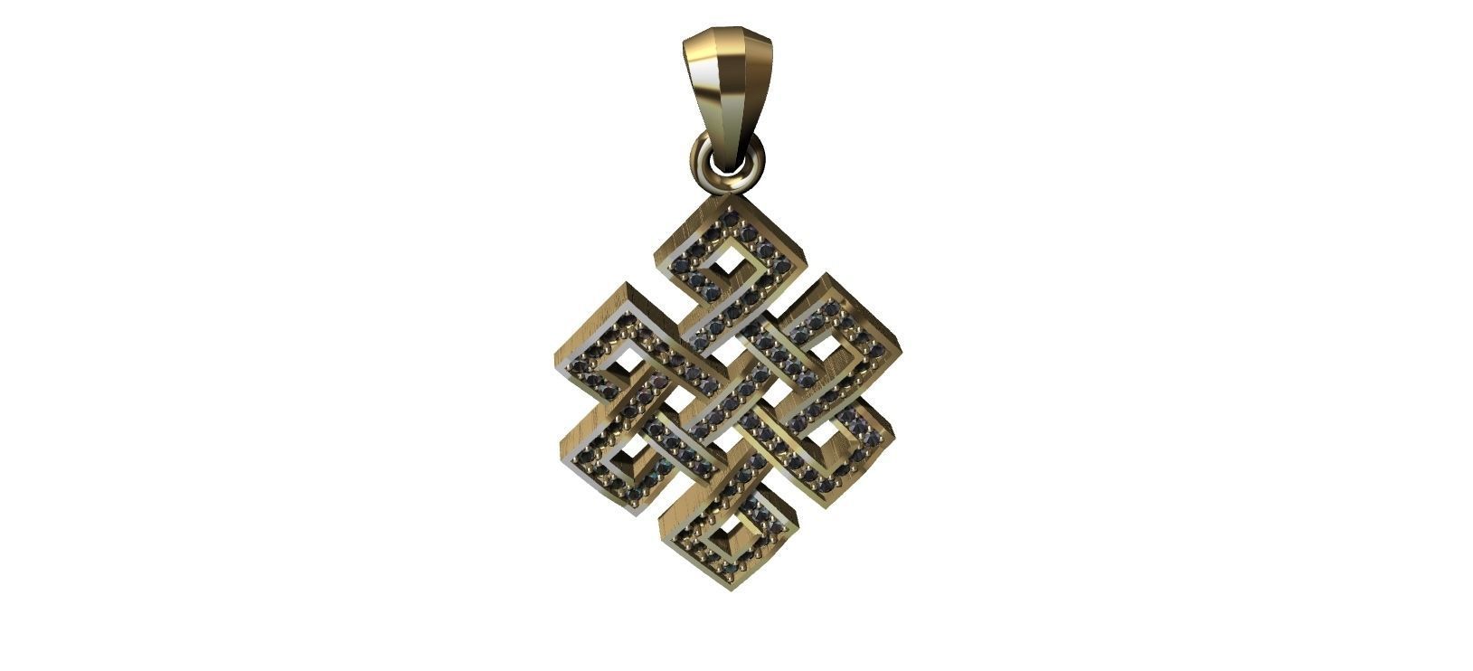 Endless Knot Pendant with brilhants - No sem Fim 3D print model_27