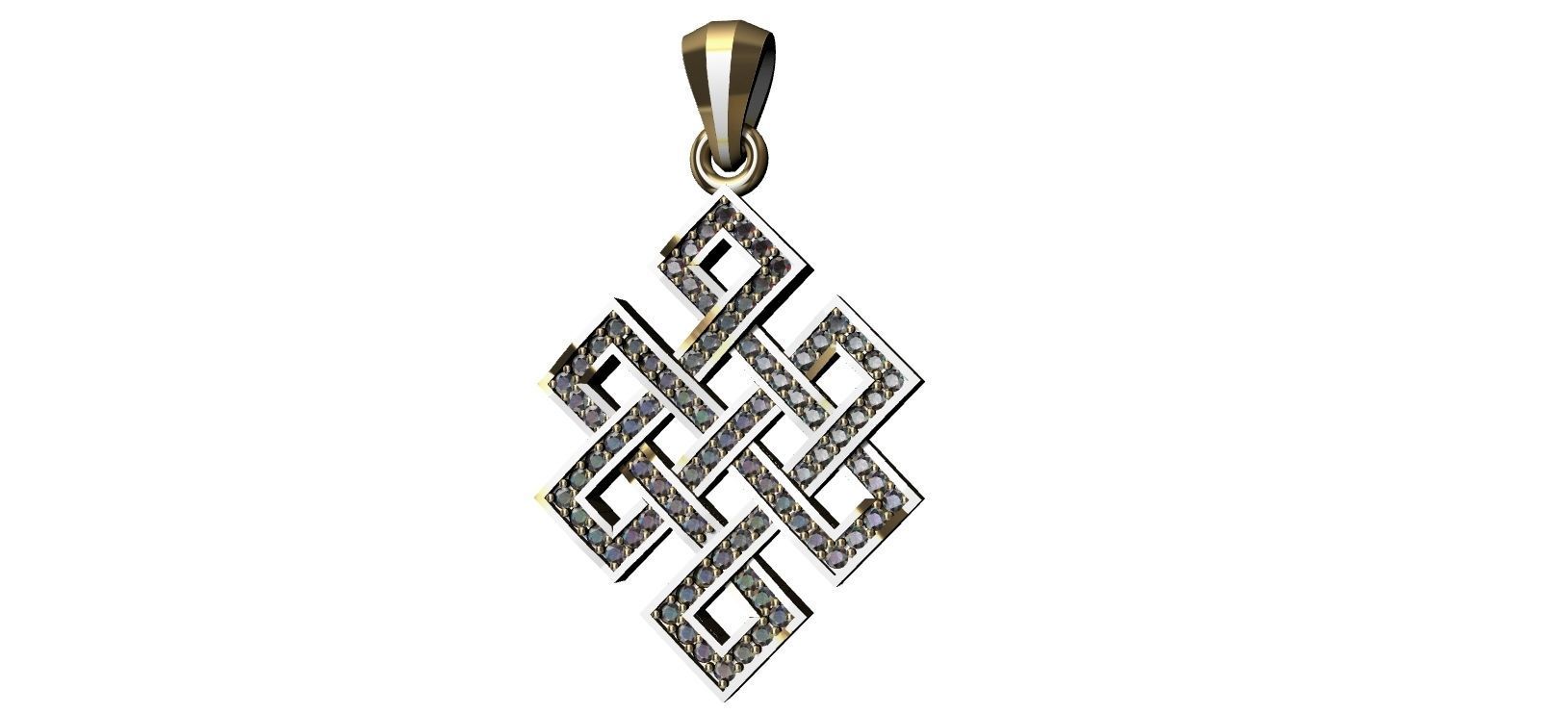 Endless Knot Pendant with brilhants - No sem Fim 3D print model_1