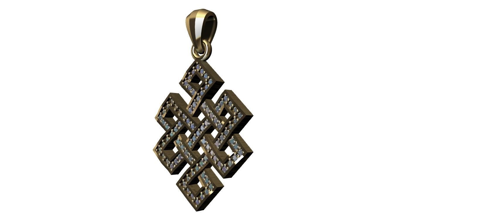 Endless Knot Pendant with brilhants - No sem Fim 3D print model_3