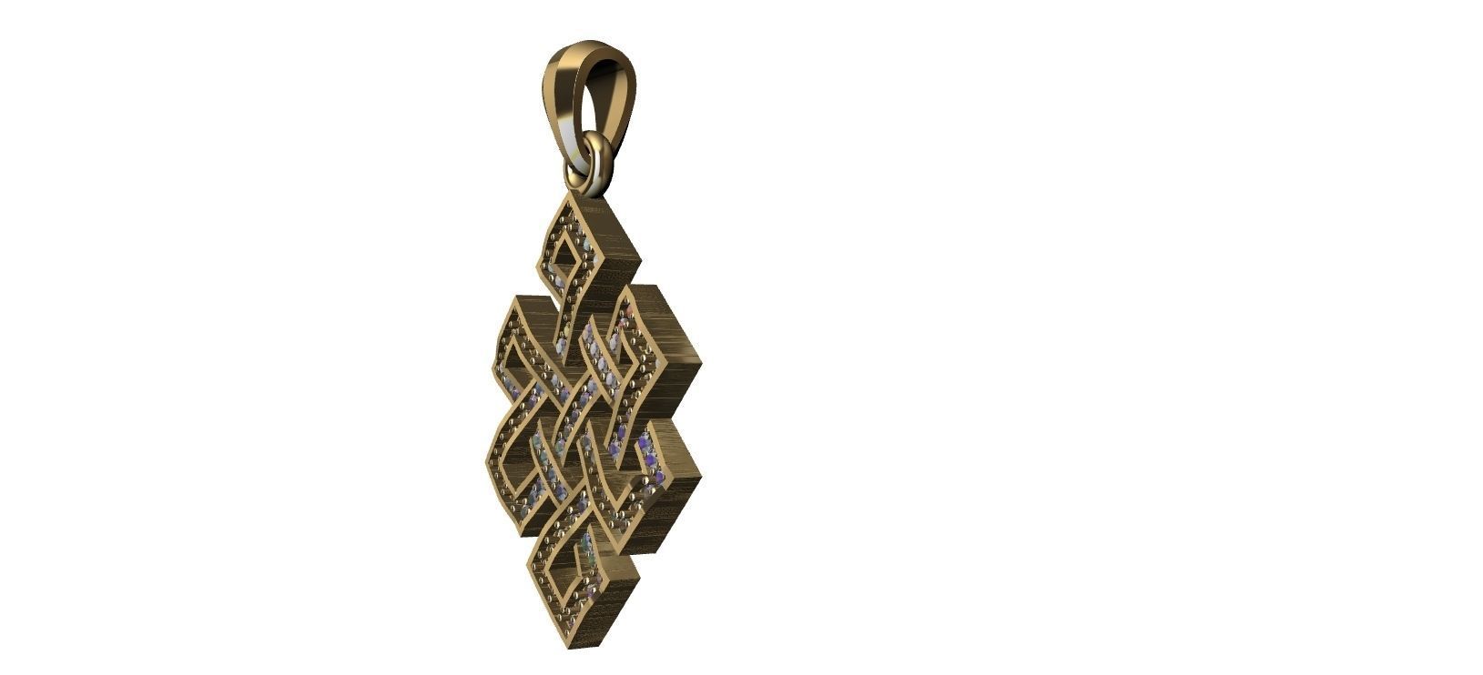 Endless Knot Pendant with brilhants - No sem Fim 3D print model_8