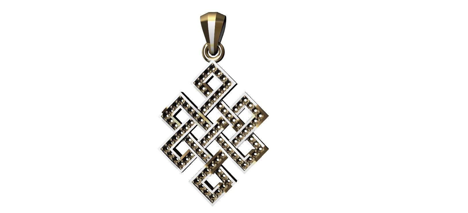 Endless Knot Pendant with brilhants - No sem Fim 3D print model_6