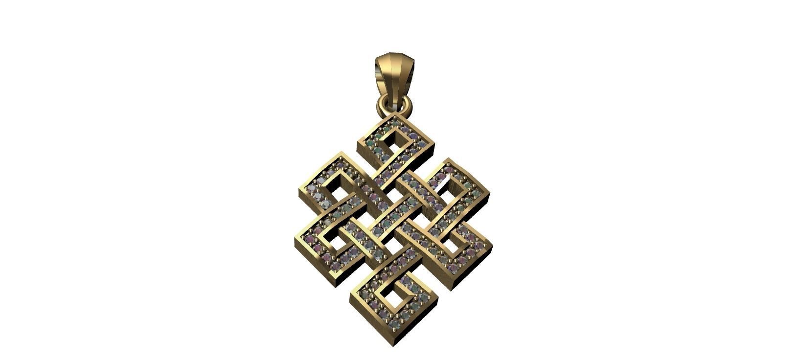 Endless Knot Pendant with brilhants - No sem Fim 3D print model_24