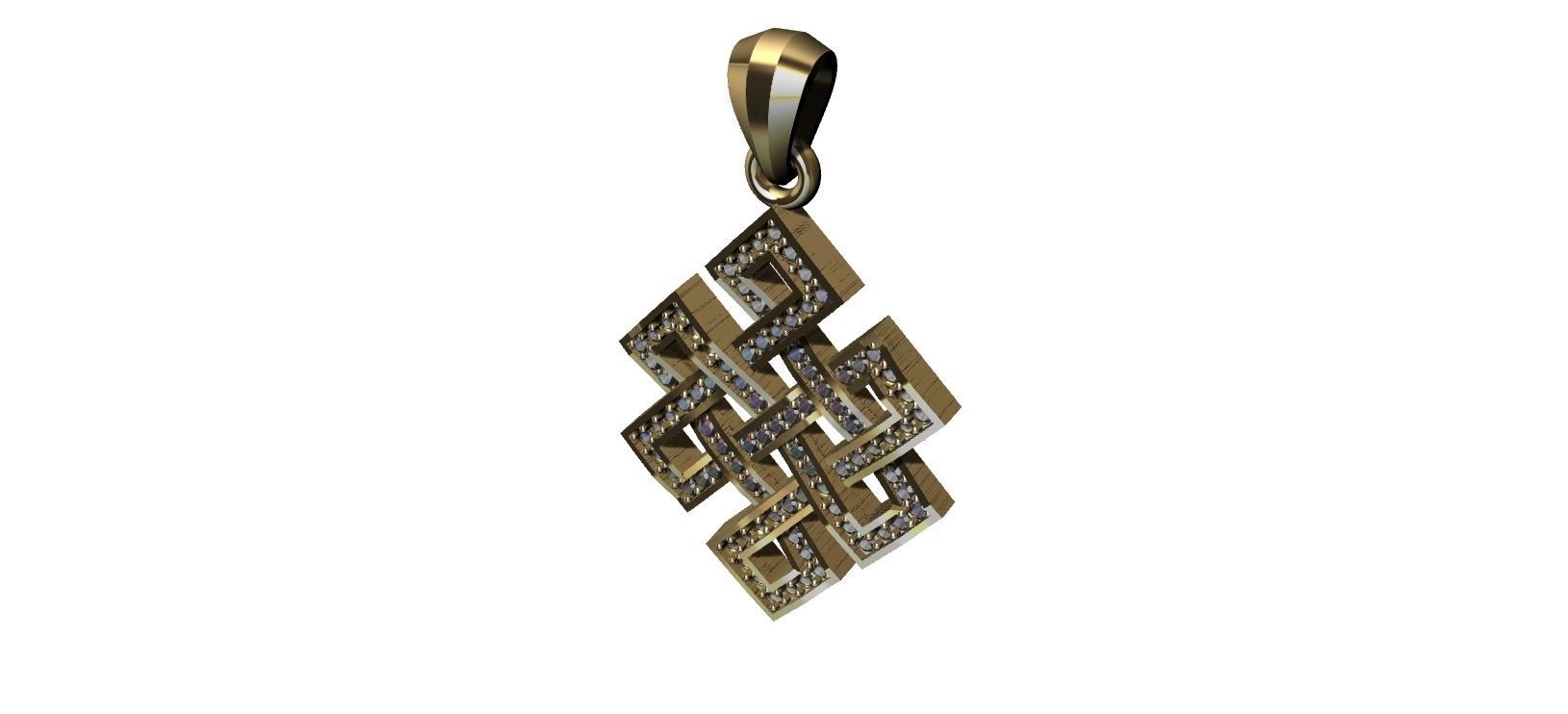 Endless Knot Pendant with brilhants - No sem Fim 3D print model_29