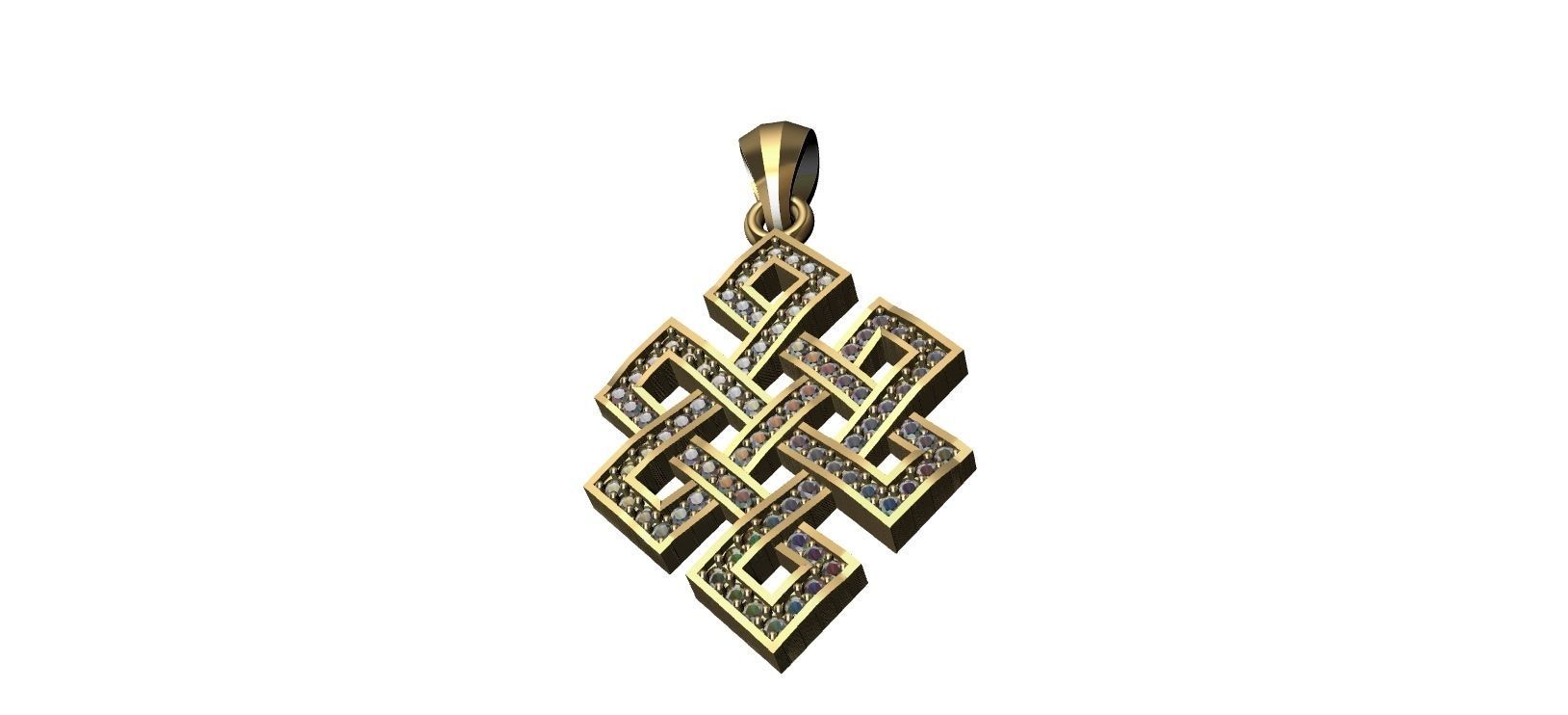 Endless Knot Pendant with brilhants - No sem Fim 3D print model_25