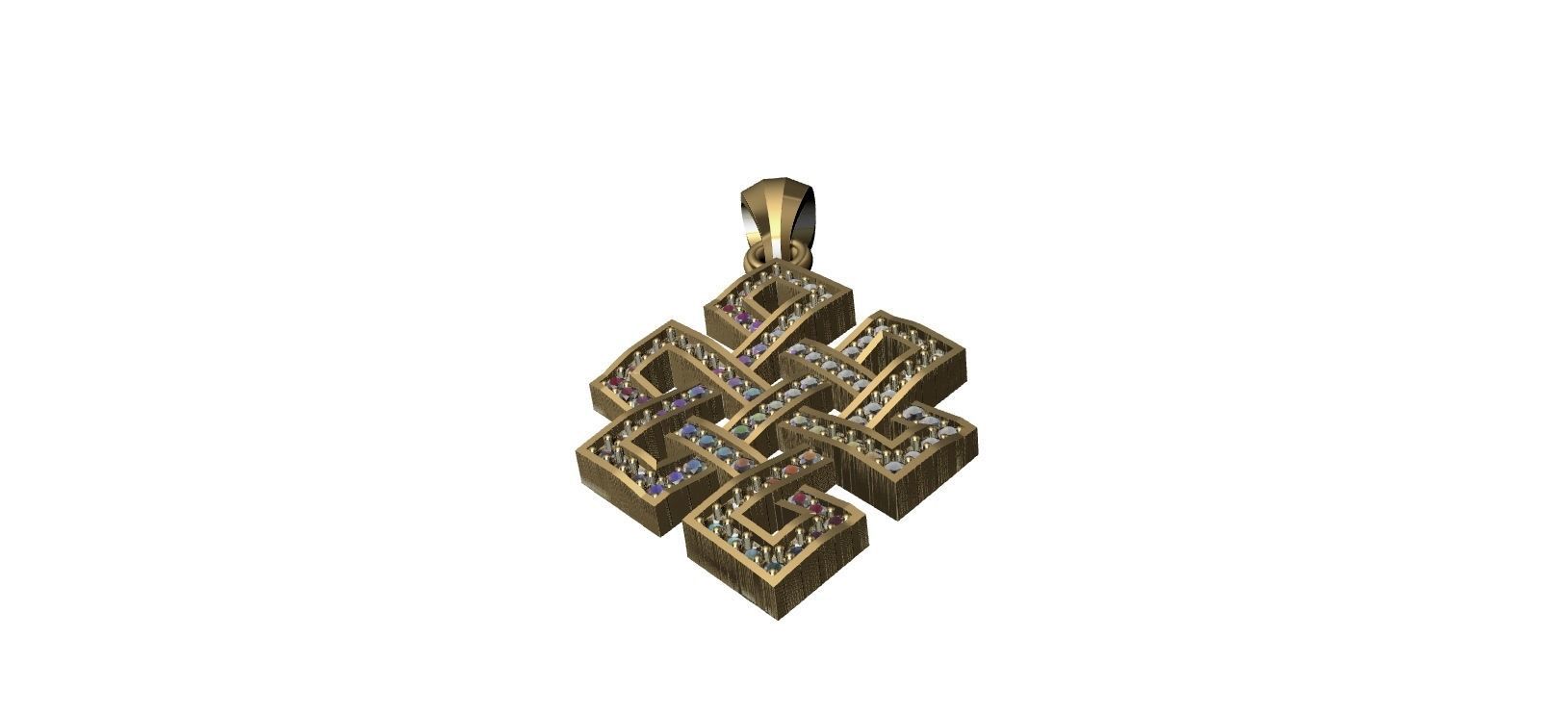 Endless Knot Pendant with brilhants - No sem Fim 3D print model_26