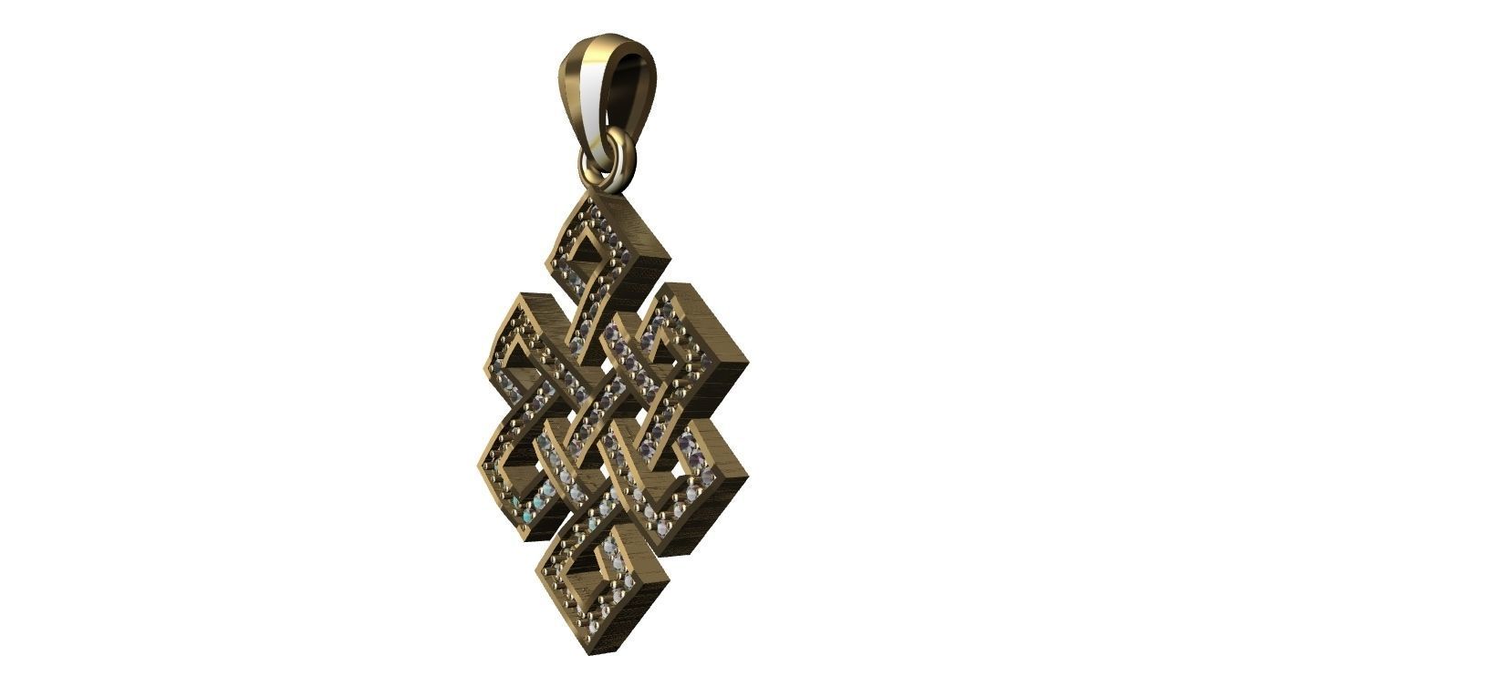 Endless Knot Pendant with brilhants - No sem Fim 3D print model_7