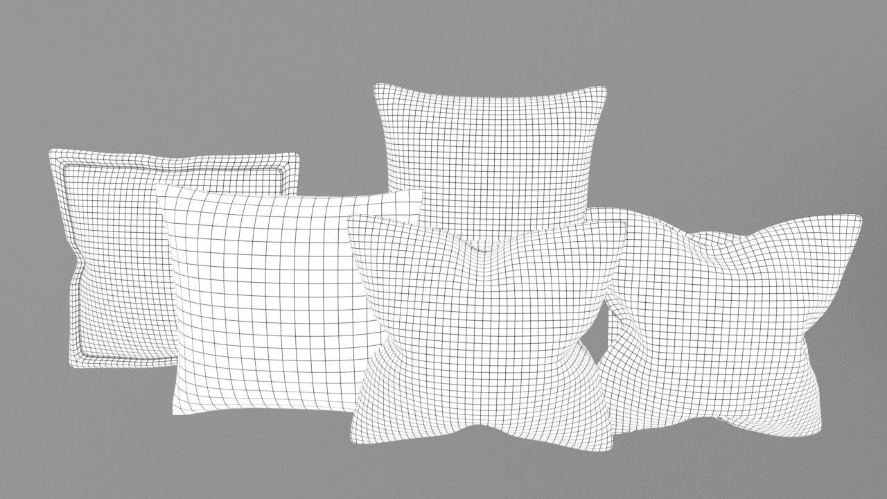 Pillows Set of Low-poly 3D model_16
