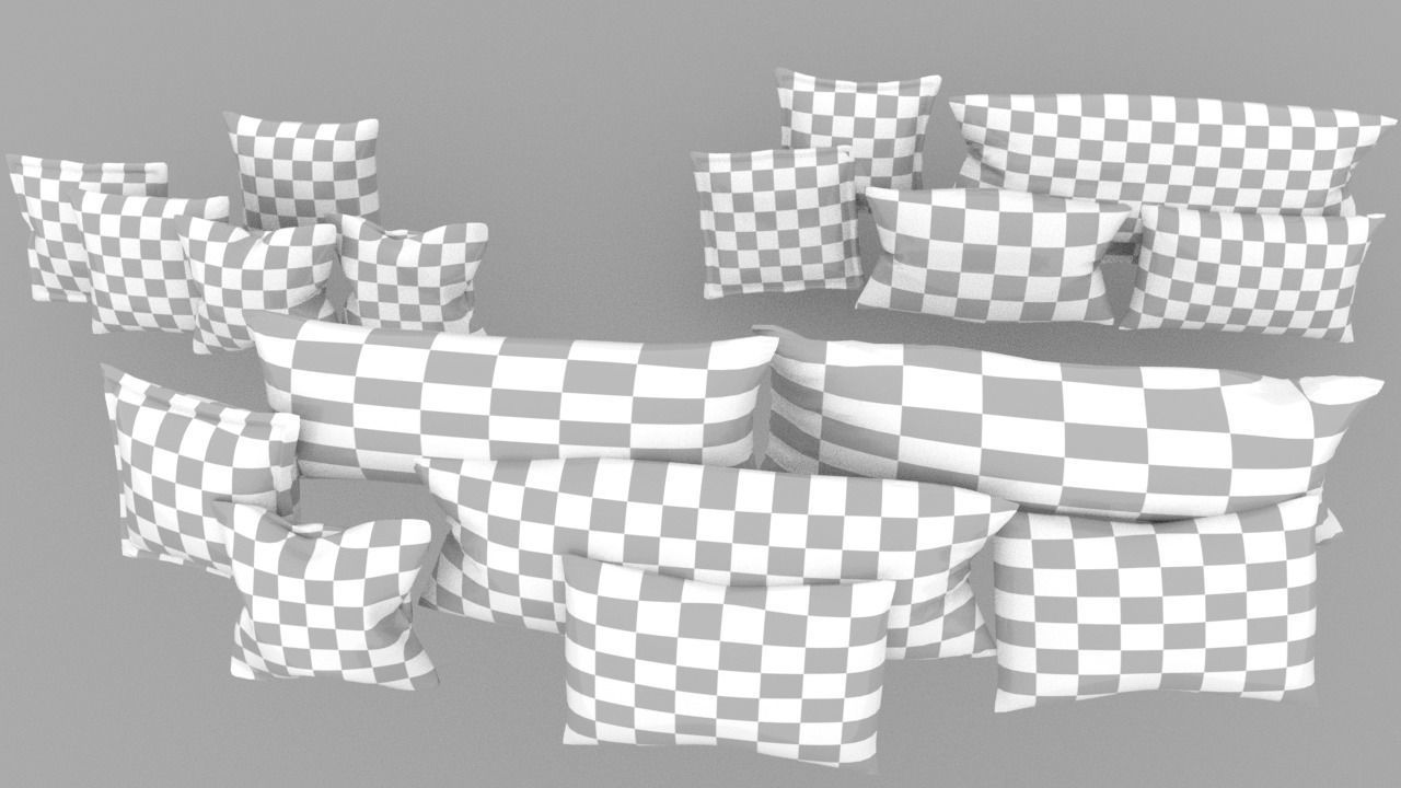 Pillows Set of Low-poly 3D model_11