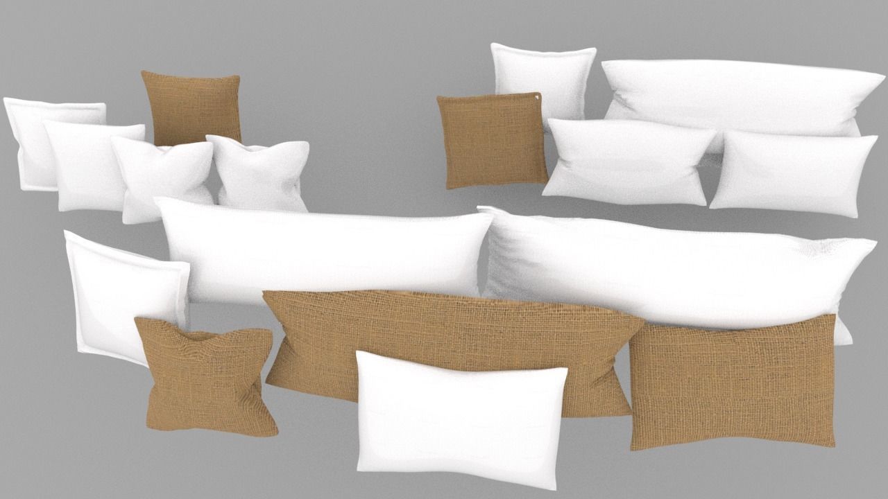 Pillows Set of Low-poly 3D model_8