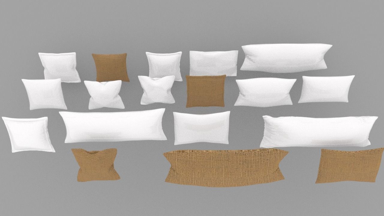 Pillows Set of Low-poly 3D model_6