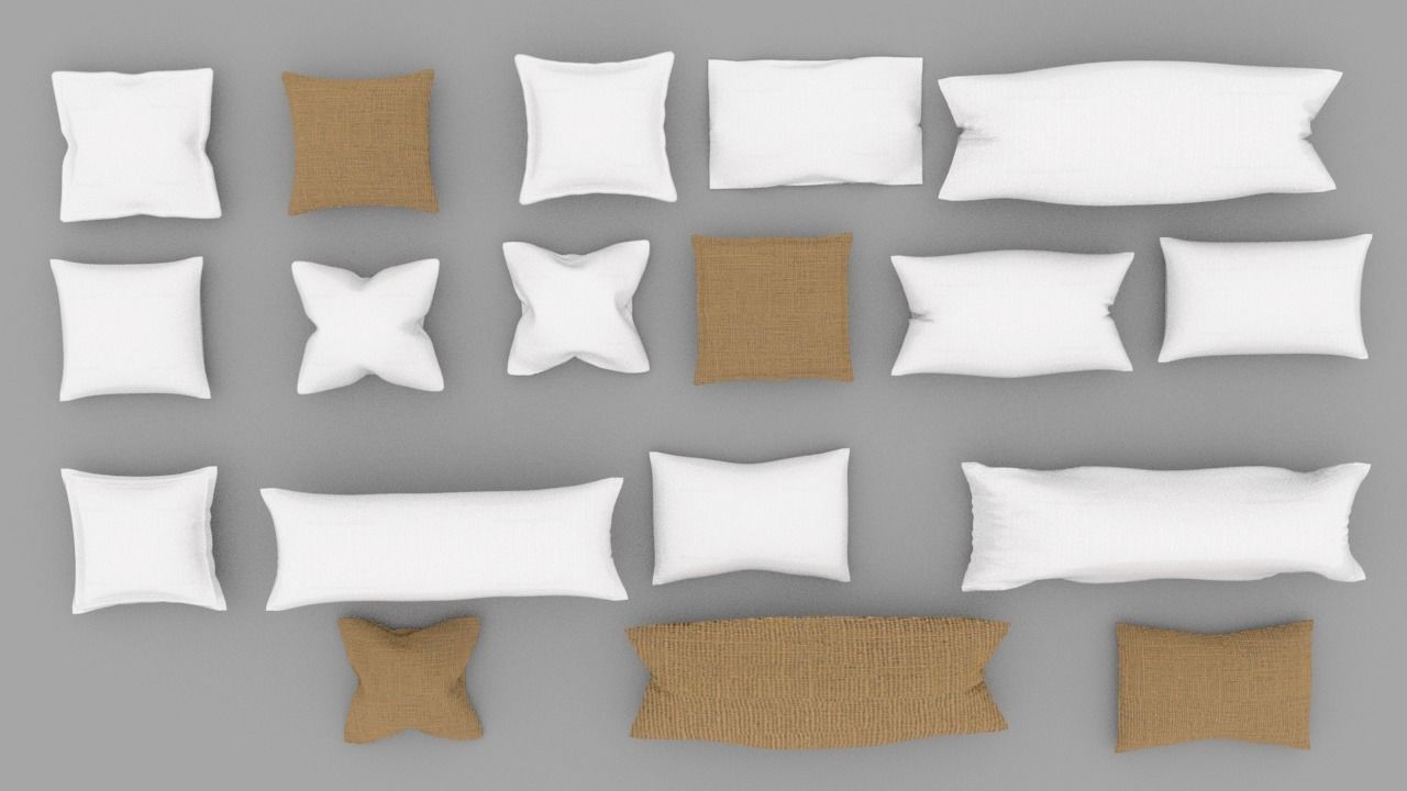 Pillows Set of Low-poly 3D model_1